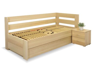 Postel s úložným prostorem Valentin-Pravá, 80x200, 90x200 cm, masiv buk