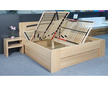 Zvýšená postel s úložným prostorem Riči, 160x200, 180x200, masiv buk