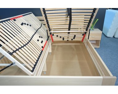 Zvýšená postel s úložným prostorem Rita, 160x200, 180x200, masiv buk