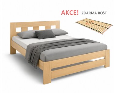 Dřevěná postel s roštem Barča, 120x200, 140x200, masiv buk - pohled č. 1