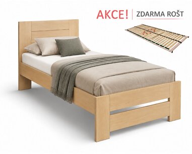 Dřevná postel s roštem Jirka, 80x200, 90x200, masiv buk - pohled č. 1