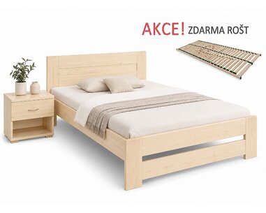 Jednolůžková postel s roštem Jirka, 80x200, 90x200, masiv smrk - pohled č. 1