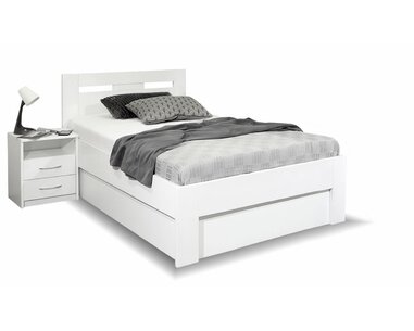 Postel s úložným prostorem SENÁTOR 120x200, masiv buk, bílá Postel s úložným prostorem SENÁTOR 120x200, masiv buk, bílá