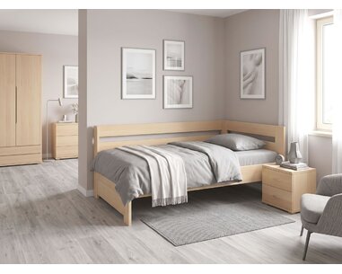 Rohová zvýšená postel Valentin-Pravá, 120x200 cm, masiv buk - pohled č. 2
