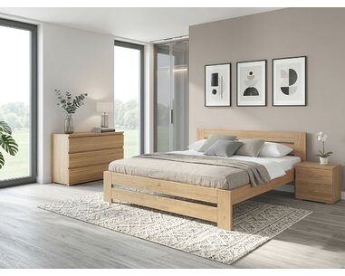 Dřevěná postel dvoulůžko Justina, masiv dub