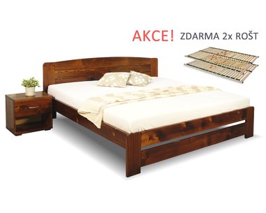 Postel s rošty Justina, 160x200cm, 180x200cm, masiv smrk Postel s rošty Justina, 160x200cm, 180x200cm, masiv smrk