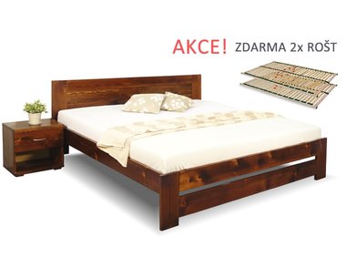 Dřevěná postel s rošty Jirka, 160x200, 180x200, masiv smrk Dřevěná postel s rošty Jirka, 160x200, 180x200, masiv smrk