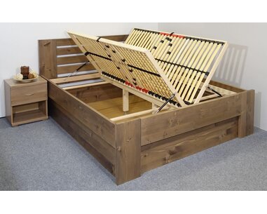 Zvýšená postel s úložným prostorem ROSA, masiv smrk, 140x200