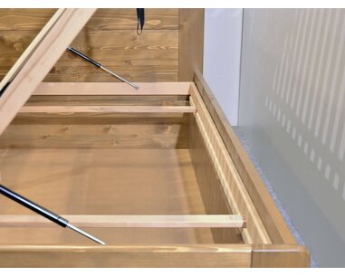 Postel s úložným prostorem Mark, 120x200, masiv smrk