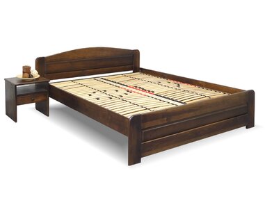 Dřevěná postel dvoulůžko LADA, masiv borovice, moření ořech, 180x200