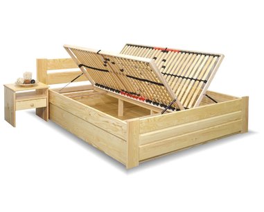 Postel dvoulůžko s úložným prostorem Hanka, 200x210cm, masiv borovice  Postel dvoulůžko s úložným prostorem Hanka, 200x210cm, masiv borovice