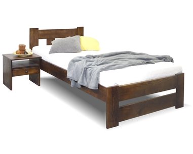 Postel jednolůžko Barča, 90x200cm, masiv borovice, moření ořech Postel jednolůžko Barča, 90x200cm, masiv borovice, moření ořech