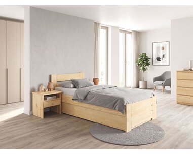 Postel jednolůžko s úložným prostorem Hanka, masiv borovice, 120x200cm - pohled č. 2