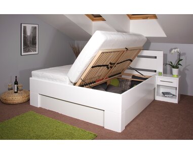 Zvýšená postel s úložným prostorem VAREZZA 5 senior 160x200, 180x200, masiv buk, bílá