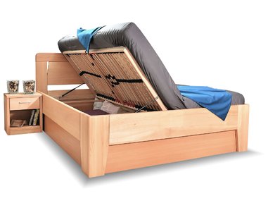 Dřevěná manželská postel s úložným prostorem Venus 1, masiv buk Dřevěná manželská postel s úložným prostorem Venus 1, masiv buk