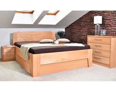 Dřevěná postel s úložným prostorem Kleopatra 1, 160x200, 180x200, masiv buk