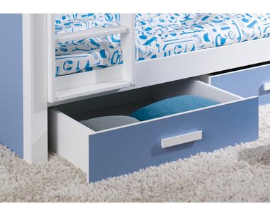 Dětská patrová postel se zábranou a úložným prostorem Gustav, masiv borovice Dětská patrová postel se zábranou a úložným prostorem Gustav, masiv borovice