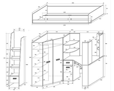 Multifunkční postel Kity, lamino dub sonoma-modrá
