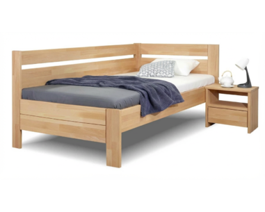 Zvýšená postel z masivu Academia, masiv buk, 120x200cm, Levá, přírodní lak