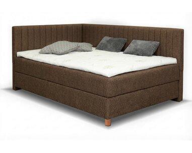 Rohová postel boxspring s úložným prostorem NOVO s čely, 120x200cm, hnědá - VÝPRODEJ Rohová postel boxspring s úložným prostorem NOVO s čely, 120x200cm, hnědá - VÝPRODEJ