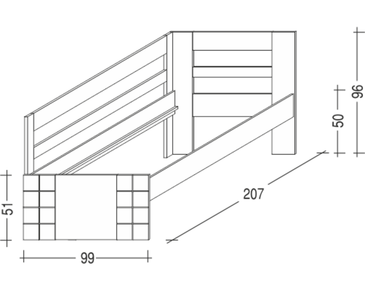 Postel z masivu HANNY II. 90x200, bílá - rozměry Postel z masivu HANNY II. 90x200, bílá - rozměry