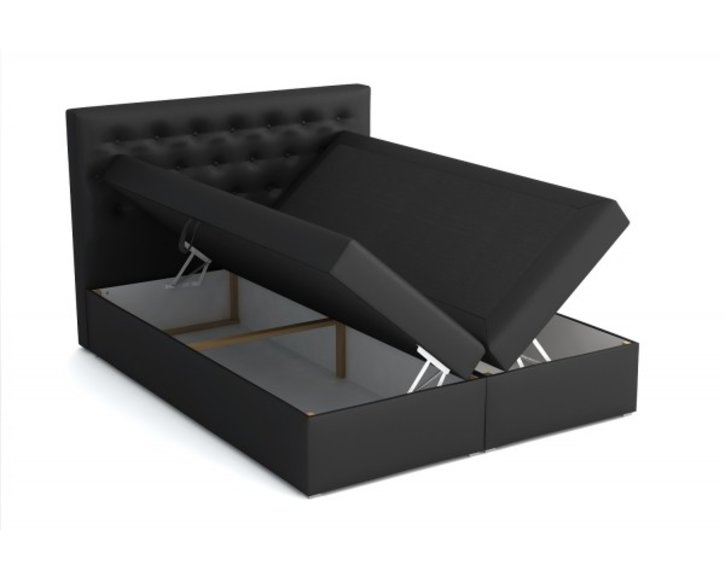 Americká postel boxspring CS34015, s matrací a úložným prostorem, černá ekokůže, 180x200 cm