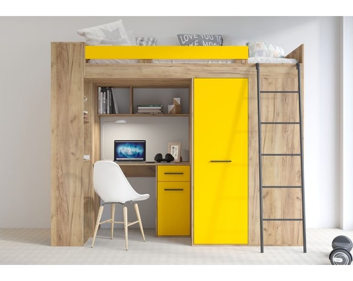 postel Vera - Pravá, lamino dub artisan žlutá pohled zpředu postel Vera - Pravá, lamino dub artisan žlutá pohled zpředu