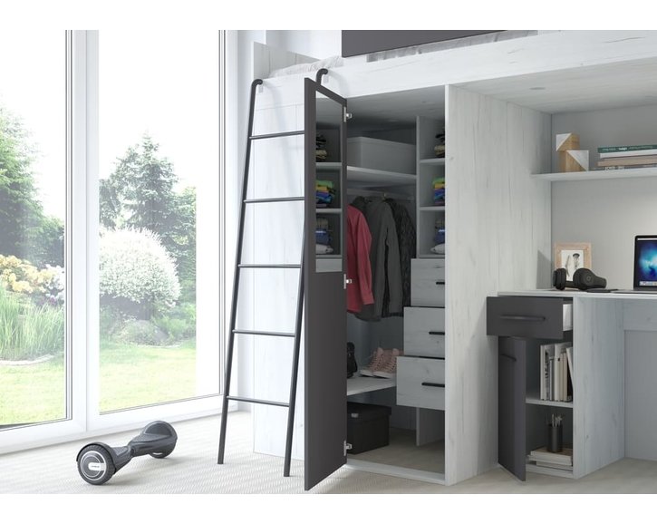 Vera - Levá, lamino craft bílý grafit pohled do skříně Vera - Levá, lamino craft bílý grafit pohled do skříně