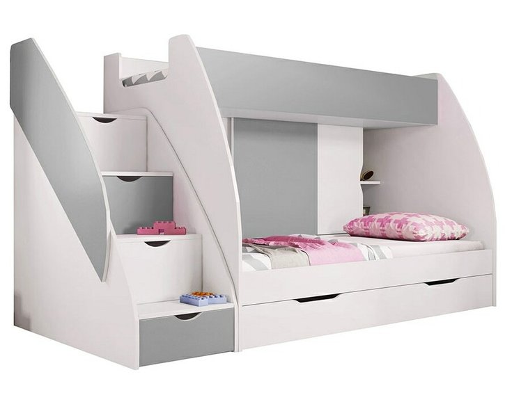 Patrová postel Montana, lamino, šedo-bílá Patrová postel Montana, lamino, šedo-bílá