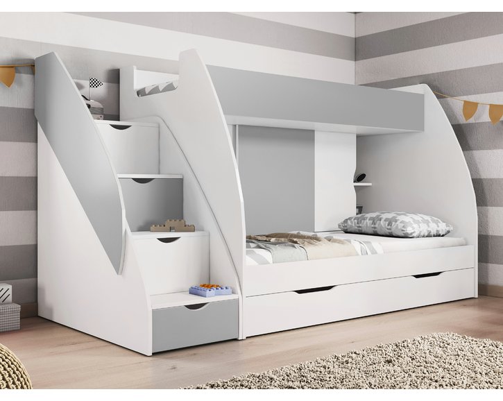 Patrová postel Montana, šedo-bílá - interiér Patrová postel Montana, šedo-bílá - interiér