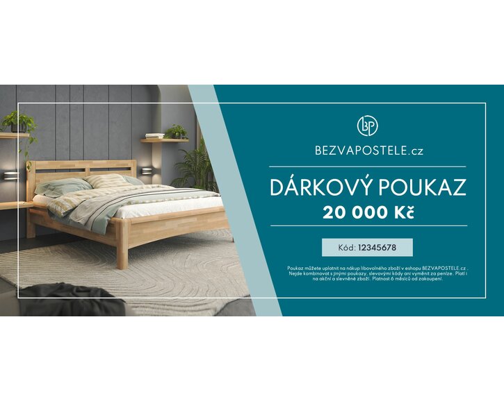 Elektronický dárkový poukaz BEZVAPOSTELE v hodnotě 20 000 Kč