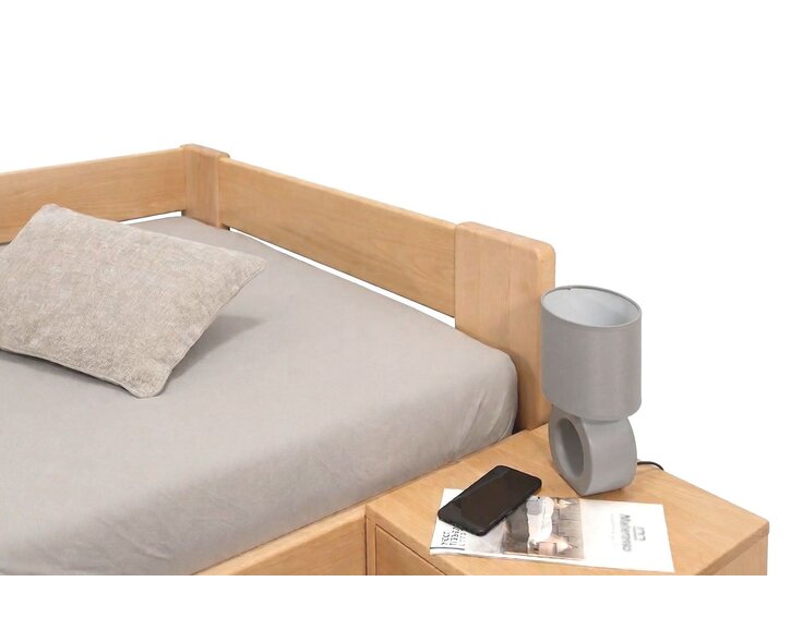 Rohová buková postel s roštem MIVA pravá, 120x200