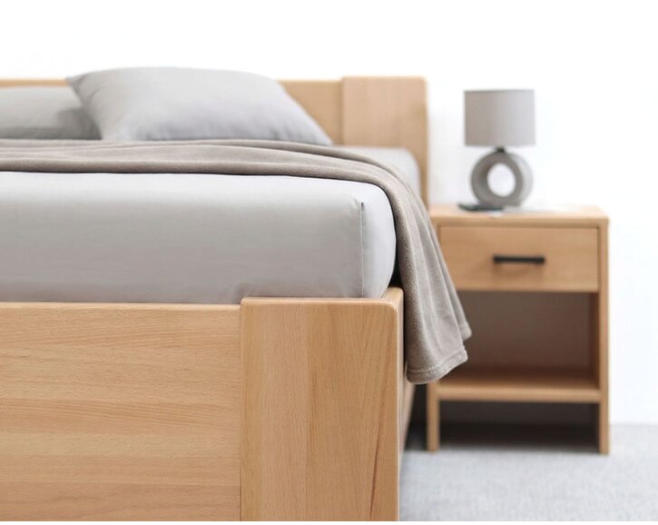 Rohová buková postel s roštem MIVA pravá, 120x200