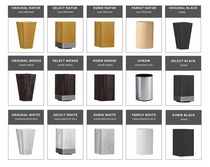 Výběr nožek - čalouněná postel Venus DT