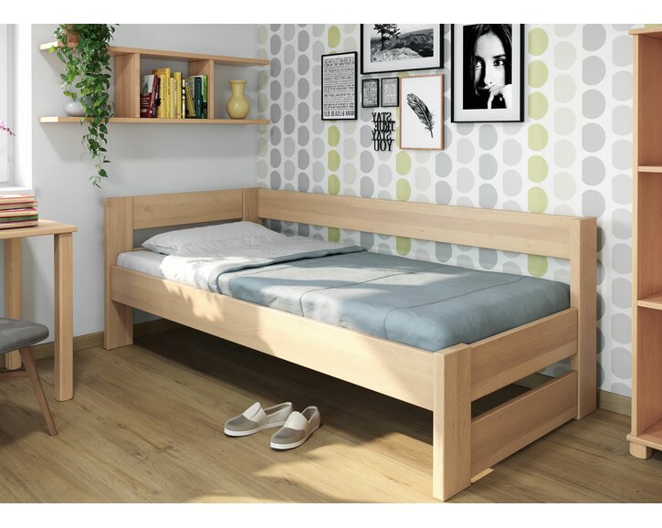 Postel jednolůžko z masivu Ela, Levá