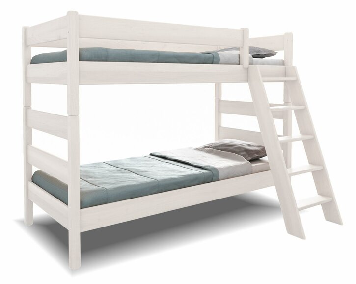 Poschoďová postel JUNIOR 2, masiv buk, bílá, 90x200 - pohled č. 1