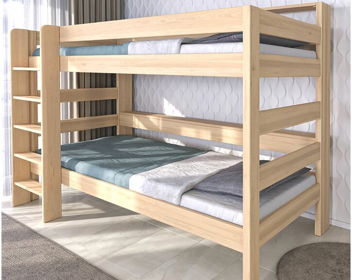 Poschodová postel JUNIOR s policemi, masív buk