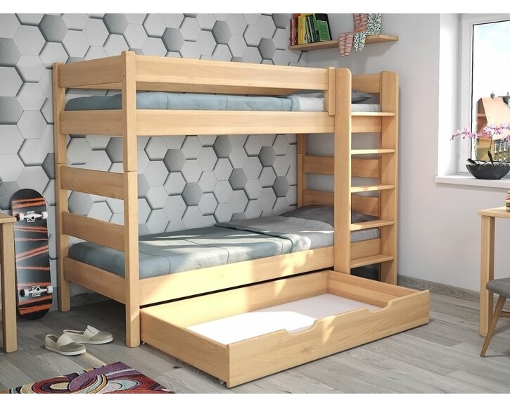 Patrová postel pro 2 děti JUNIOR 1, masiv buk