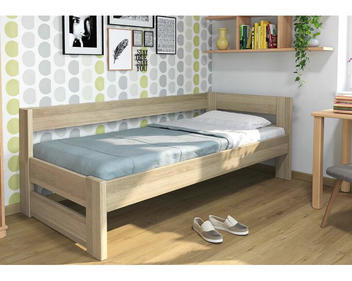 Postel jednolůžko z masivu Ela, Pravá