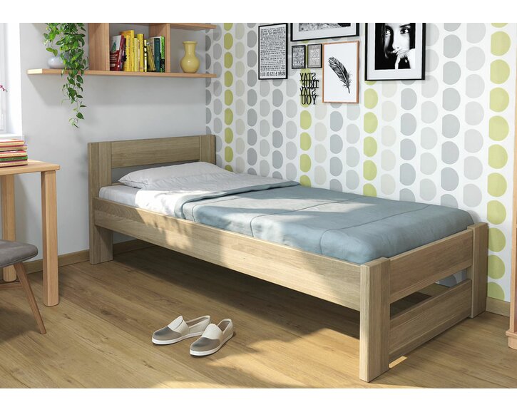 Design - jednolůžko z masivu Ela, masiv dub