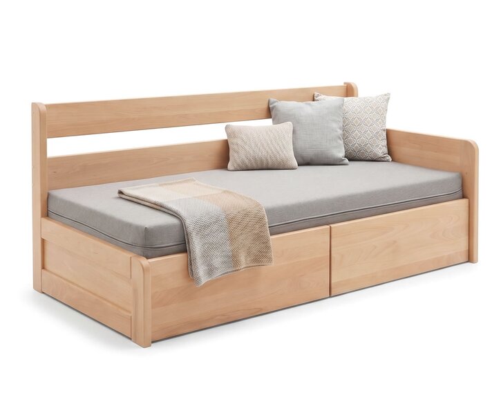 Rozkládací postel s úložným prostorem FLEXO - Pravá, masiv buk