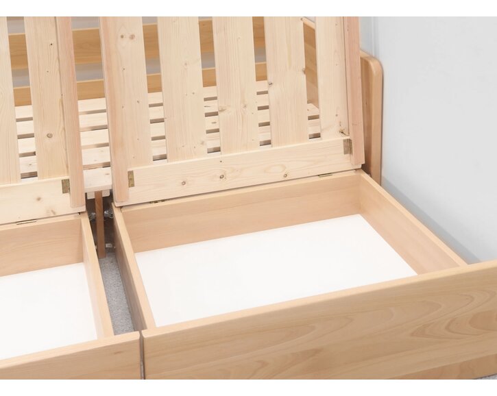 Rozkládací postel s úložným prostorem FLEXO - Pravá, masiv buk