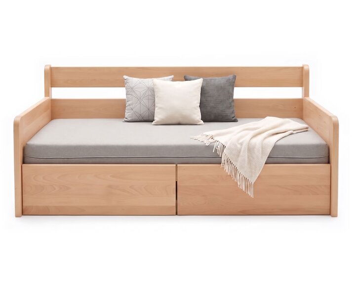 Rozkládací postel s úložným prostorem FLEXO - Pravá, masiv buk