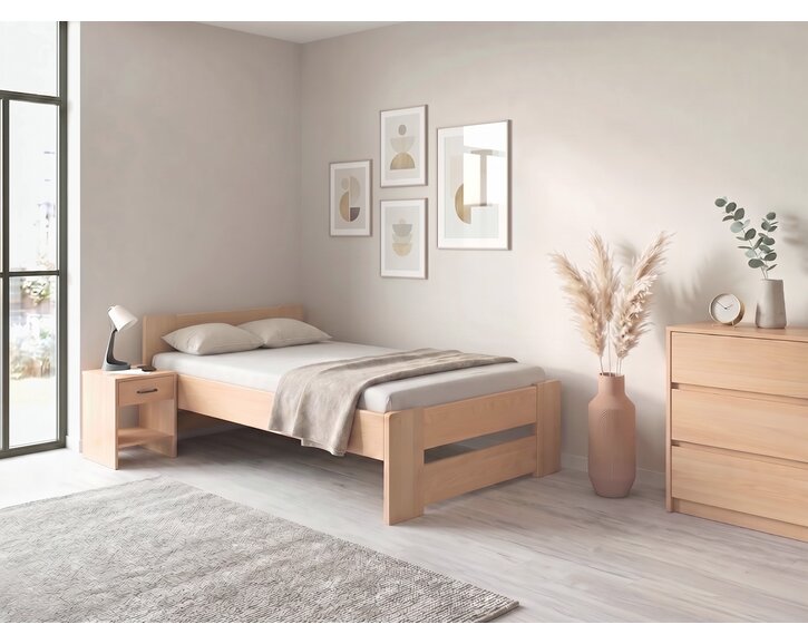 Zvýšená postel jednolůžko MIVA, 140x200, masiv buk