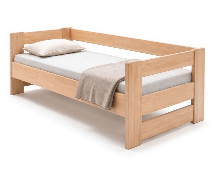 Zvýšená postel jednolůžko MIVA s čely, 140x200, masiv buk