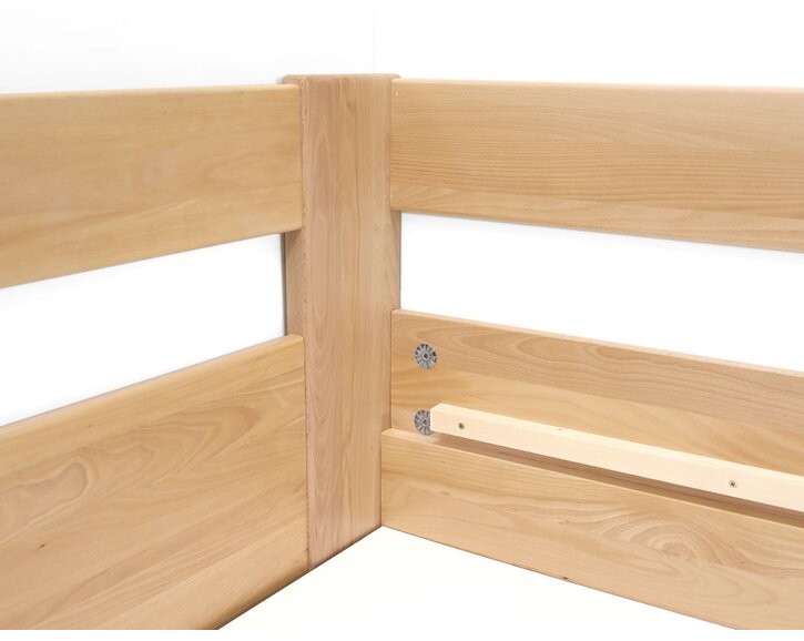 Rohová buková postel s roštem MIVA levá, 120x200 Rohová buková postel s roštem MIVA levá, 120x200