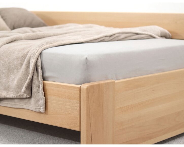 Rohová buková postel s roštem MIVA levá, 120x200 Rohová buková postel s roštem MIVA levá, 120x200