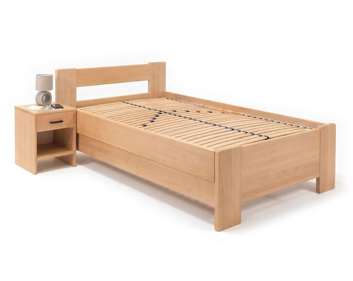 Zvýšená buková postel s roštem MIVA pravá, 100x200 Zvýšená buková postel s roštem MIVA pravá, 100x200