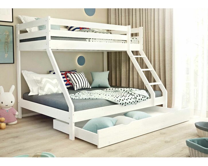 Poschoďová postel třílůžko FELIX bíla, masiv borovice