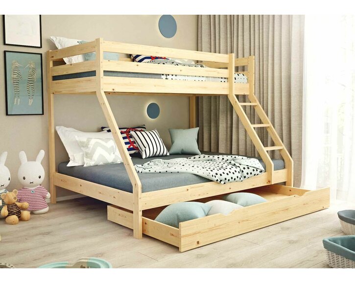 Poschoďová postel třílůžko FELIX, masiv borovice